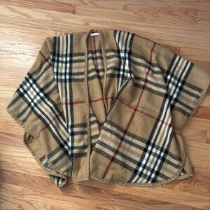 Charter Club tan plaid Women’s one size open cape / shawl